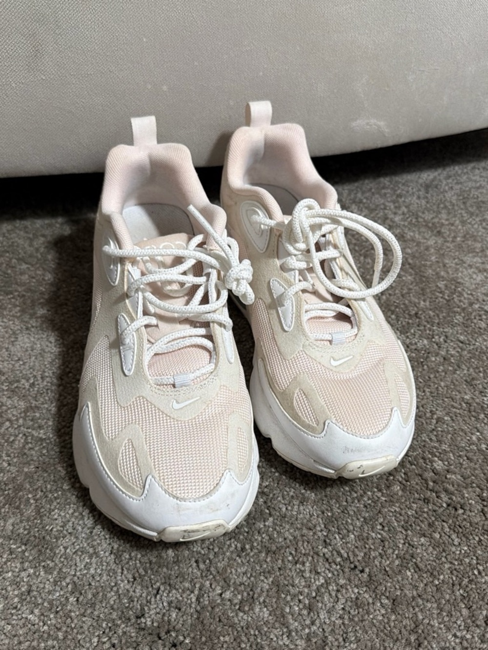 Nike Women’s Light Pink and White Mesh Sneakers